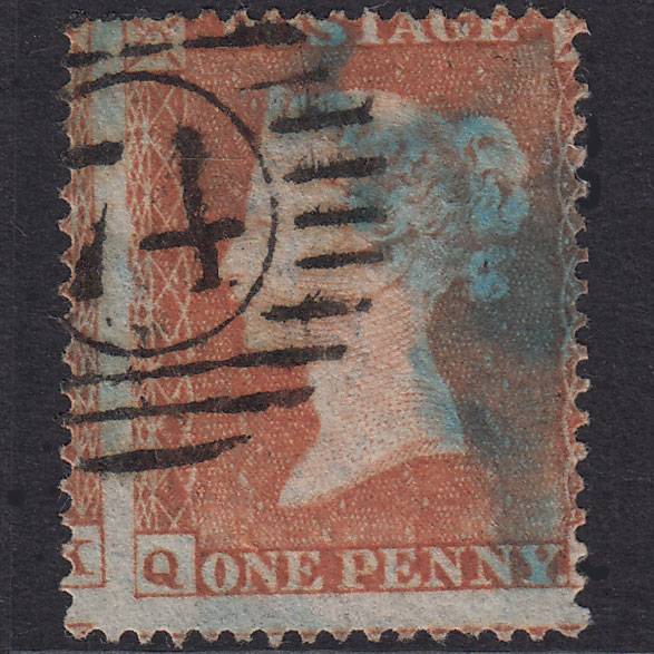 GB QV 1854 1d Red-Brown Plate 162 SG17-C1(1) QL GU 74 Large Misperf