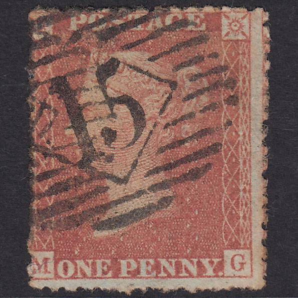 GB QV 1856 1d Plate 34 SG29-C8(1) MG GU London Is 15 Flurry Perfs