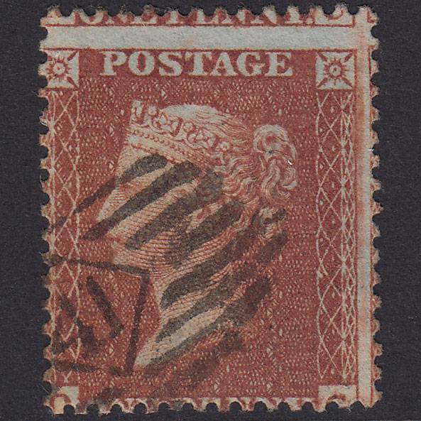 GB QV 1855 1d Red-Brown Plate 12 SGC6(1) OC FU London Is 41 Large Misperf