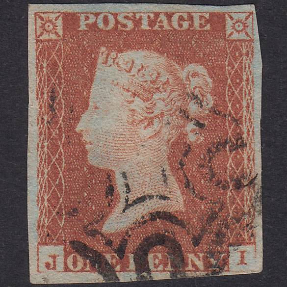 GB QV 1841 1d Red-Brown Plate 21 SG8-B1(1) JI FU 4 Margins Maltese Cross