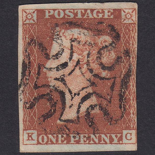 GB QV 1841 1d Red-Brown Pl 22 SG8-B1(1) KC GU Missing Imprimatur Nr 4M MX