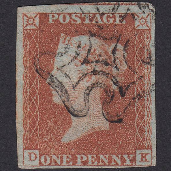 GB QV 1841 1d Red-Brown Pl 22 SG8-B1(1) DK GU Missing Imprimatur Nr 4M MX