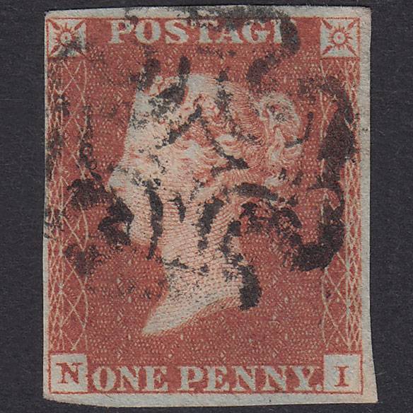 GB QV 1841 1d Red-Brown Plate 22 SG8-B1(1) NI GU Missing Imprimatur 4M MX