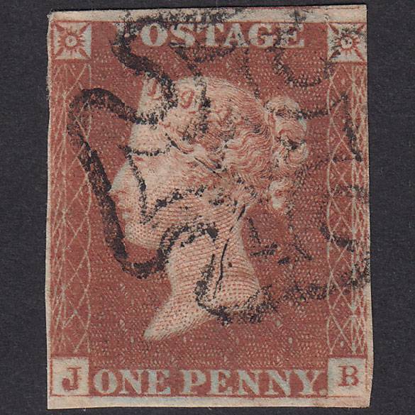 GB QV 1841 1d Red-Brown Plate 21 SG8-B1(1) JB GU Nr 4M MX Double Letter