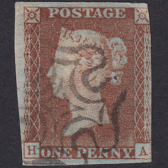 GB QV 1841 1d Red-Brown Plate 20 SG8-B1(1) HA FU 3 Margins Maltese Cross