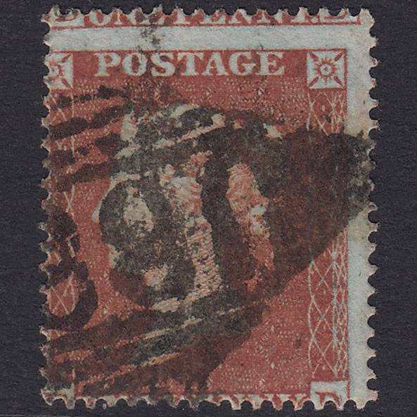 GB QV 1854 1d Red-Brown Plate 175 SG17-C1(1) ED GU Dublin 186 Misperf