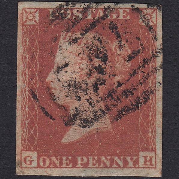 GB QV 1841 1d Red-Brown Plate 153 SG8-B2(1) GH GU 4 Margins