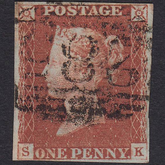 GB QV 1841 1d Red-Brown Plate 67 SG8-B1(1) SK FU 4M Exeter 285