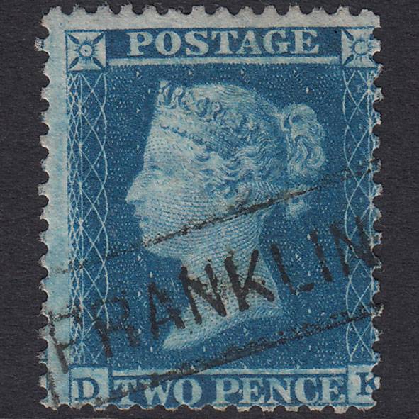 GB QV 1855 2d Blue Plate 5 SG34-F6(1) DK VFU Franklin Place Scots Local