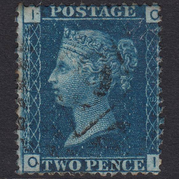 GB QV 1869 2d Blue Plate 13 SG46-G3 OI GU Light Cancel