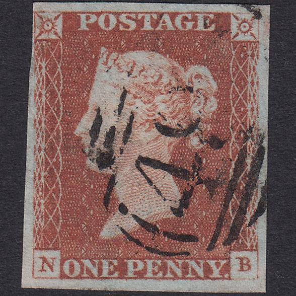 GB QV 1841 1d Red-Brown Plate 64 SG8-B1(1) NB FU 4 Margins