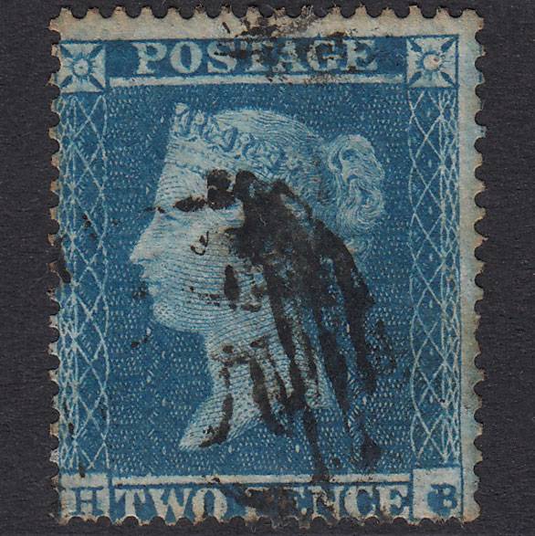 GB QV 1854 2d Deep Blue Plate 4 SG19-F1(1) Constant Variety HB GU