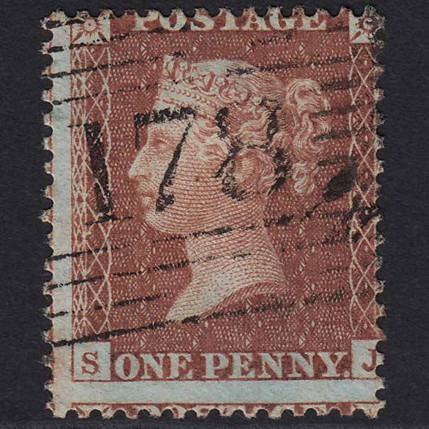 GB QV 1856 1d Red-brown (Plate 33) SG29-C8(1) SJ VFU Huntly 178
