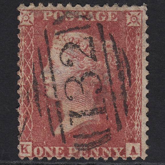 GB QV 1857 1d Rose-red (Plate 60) SG40-C10(1) KA FU Brighton 132