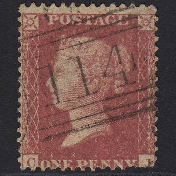 GB QV 1857 1d Rose-red (Plate 52) SG40-C10(1) JK GU Dundee 114