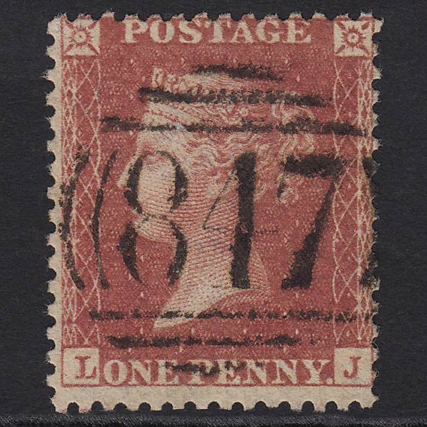 GB QV 1857 1d Rose-red (Plate 44) SG40-C10(1) LJ FU Warrington 847