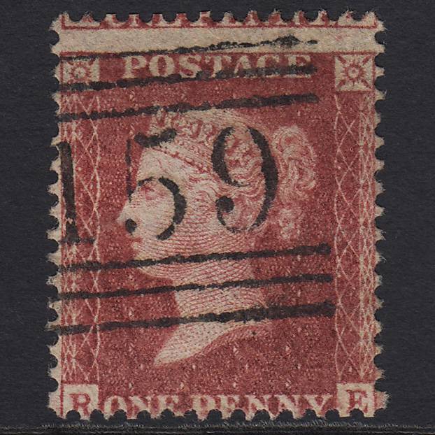 GB QV 1857 1d Rose-red SG40-C10(1) RE FU Glasgow 159 Large Misperf