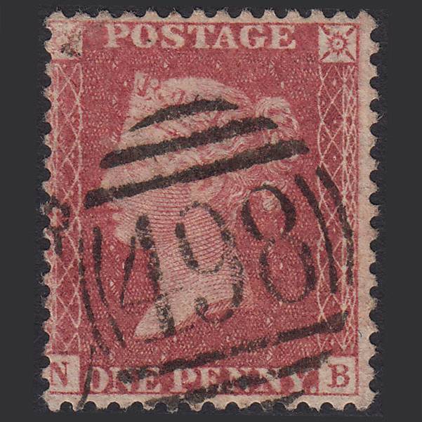 GB QV 1857 1d Rose-red (Plate 27) SG40-C10(1) NB FU Manchester 498 Spoon