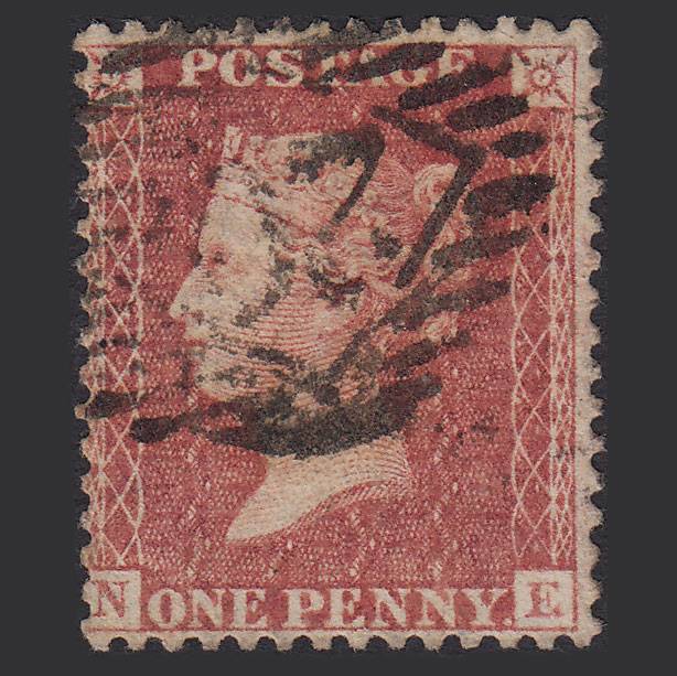 GB QV 1857 1d Rose-red (Plate 38) SG40-C10(1) NE FU London IS 20