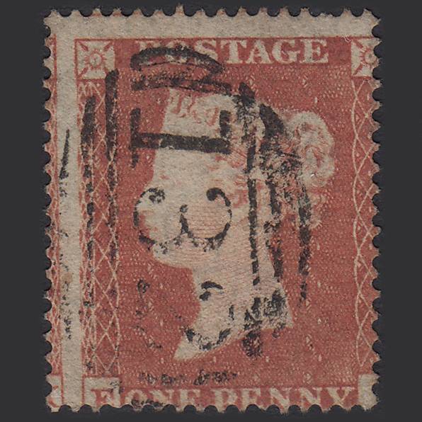 GB QV 1854 1d Red-brown (Plate 179) SG17-C1(1) EL GU Brighton 132 Misperf