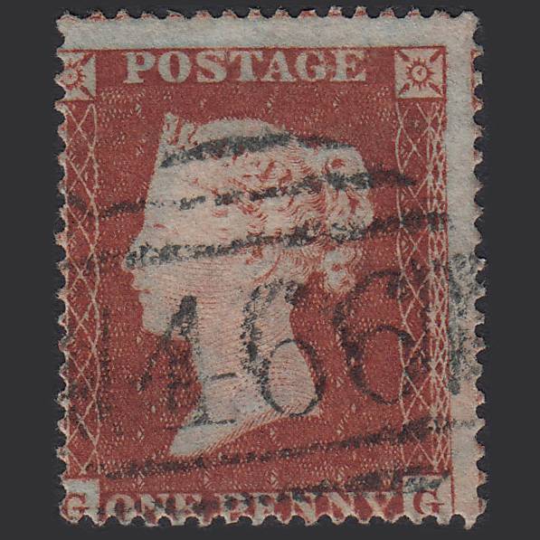 GB QV 1854 1d (Plate 190) SG17-C1(1) GG FU Miss Imp Blue-black Liverpool Spoon