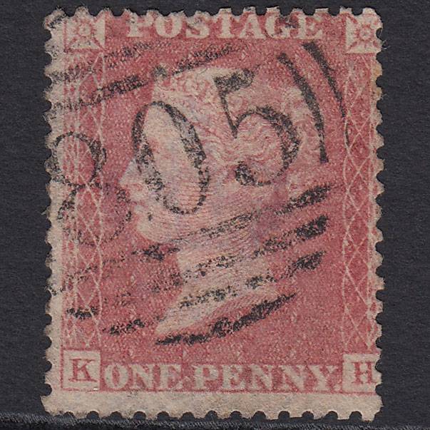 GB QV 1857 1d Pale Rose (Plate 68) SG39-C10(3) KH GU Torquay 805