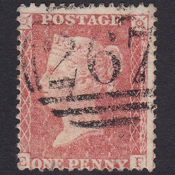 GB QV 1857 1d Pale Rose (Plate 66) SG39-C10(3) EF FU Durham 267 Misperf