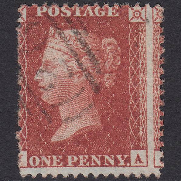 GB QV 1856 1d Red-brown SG29-C8(1) ?a VFU Large Misperf