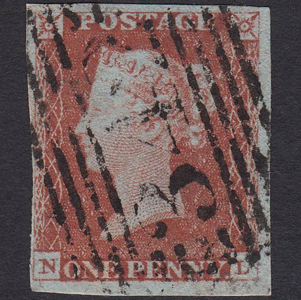 GB QV 1841 1d Red-brown (Plate 52) SG8-B1(1) NL FU 4 Margins Wishaw 342