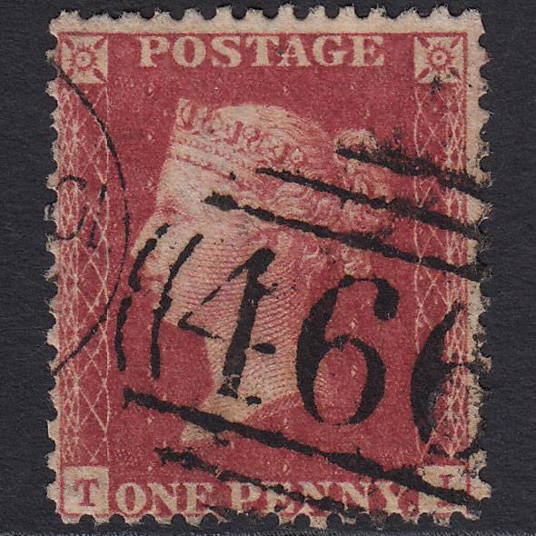 GB QV 1857 1d Deep Rose-red (Plate 48) SG41-C10(4) TI GU Liverpool 466
