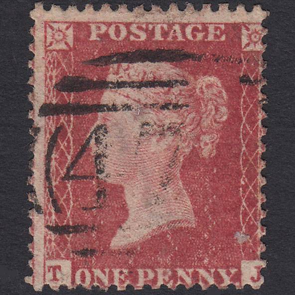 GB QV 1857 1d Rose-red (Plate 57) SG40-C10(1) TJ FU Misperf