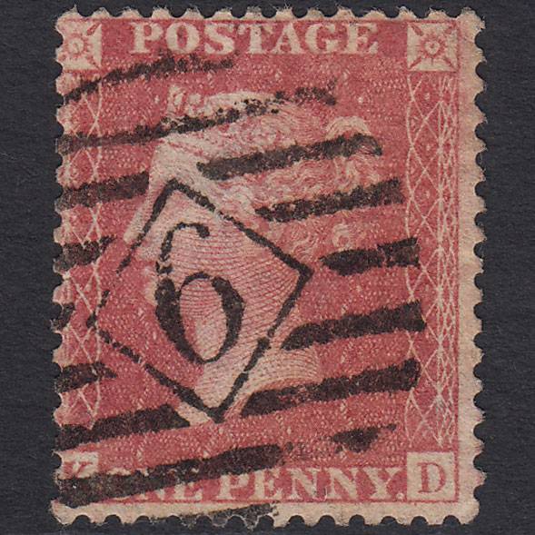GB QV 1857 1d Rose-red (Plate 27) SG40-C10(1) KD FU London IS Cancel