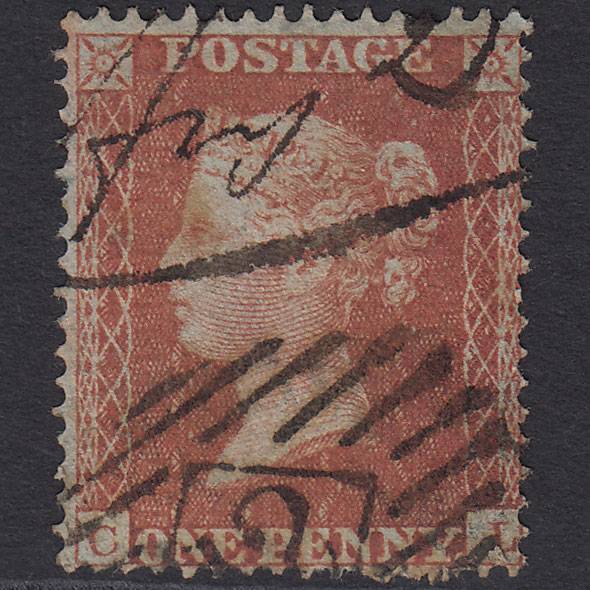 GB QV 1855 1d (Plate 6) SG21-C4(1) CL GU London IS 12 & Manuscript Cancel