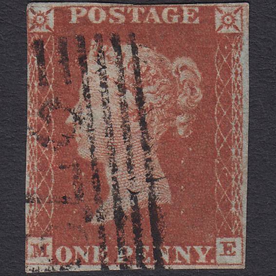 GB QV 1841 1d Red-brown (Plate 53) SG8-B1(1) ME GU nr 4 Margins Peebles 279