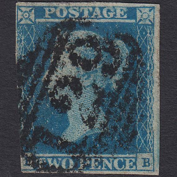 GB QV 1841 2d Blue (Plate 4) SG14-E1(2) IB GU 3 Margins Brigg 129