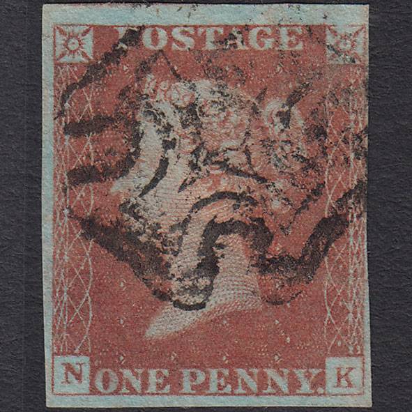 GB QV 1841 1d Red-brown (Plate 13) SG8-B1(1) NK FU 4 Margins Maltese Cross