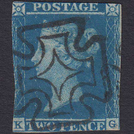 GB QV 1841 2d Blue (Plate 3) SG14-E1(2) KG GU Dublin Maltese Cross Type Ii