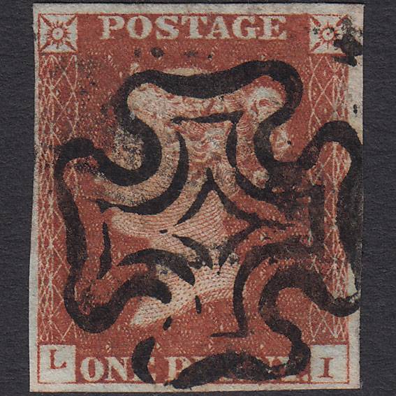GB QV 1841 1d Red-brown (Plate 28) SG8-B1(1) LI FU 4 Margins Maltese Cross