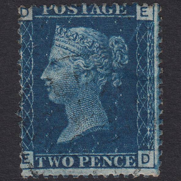 GB QV 1869 2d Deep Blue (Plate 13) SG47-G3 ED FU Light CDS Cancel