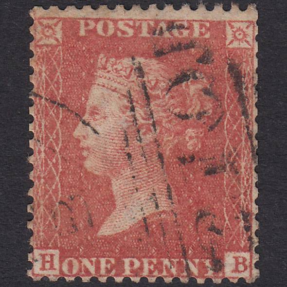 GB QV 1857 1d Pale Red Transitional Pl 37 SGC9(3) HB GU Colchester 210
