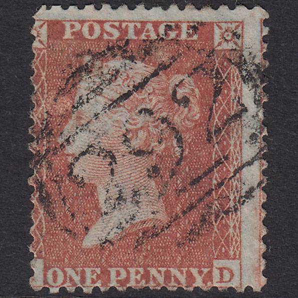 GB QV 1855 1d Red-Brown Plate 12 SGC6(1) SD GU Farnham 292 Misperf