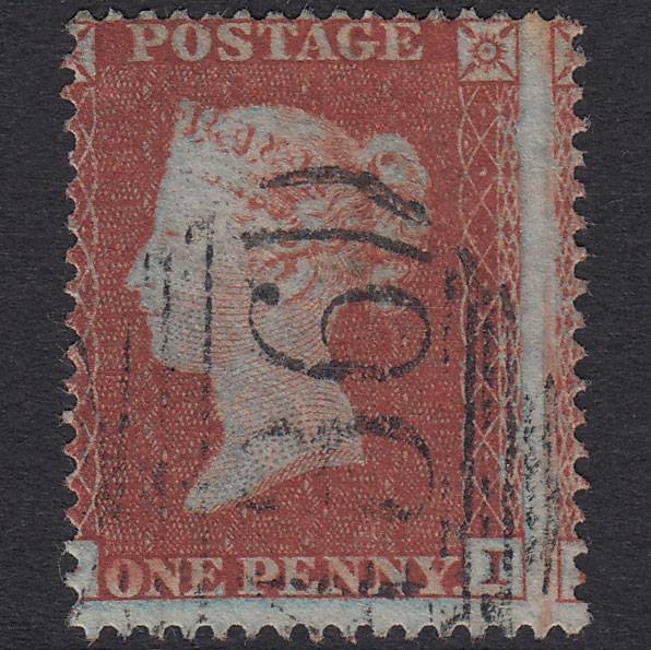 GB QV 1854 1d Red-Brown Plate 193 SG17-C1(1) PI GU Lancaster 436 Misperf