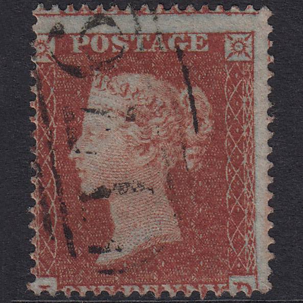 GB QV 1854 1d Red-Brown Plate 196 SG17-C1(1) JD GU Chelmsford 176