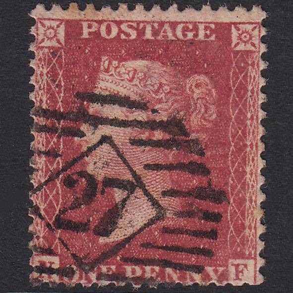 GB QV 1857 1d Deep Rose-Red Plate 60 SG41-C10(2) NF GU London IS 27