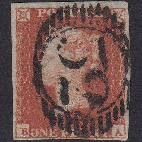 GB QV 1841 1d Red-Brown Plate 86 SG8-B1(1) BA GU 4 Margins 52