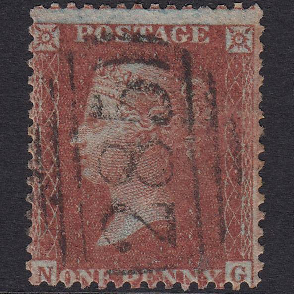 GB QV 1855 1d Red-Brown Plate 25 SGC7(1) NG FU Exeter 285