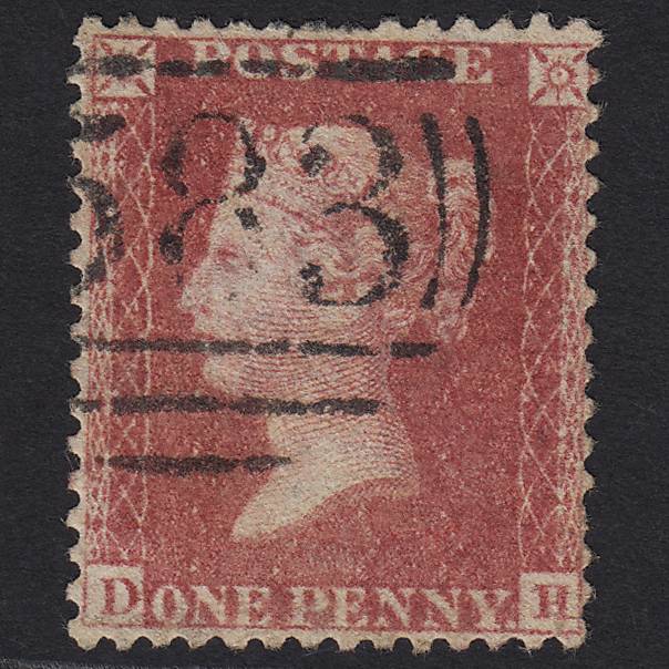 GB QV 1857 1d Rose-red (Plate 58) SG40-C10(1) DE GU Nottingham 583