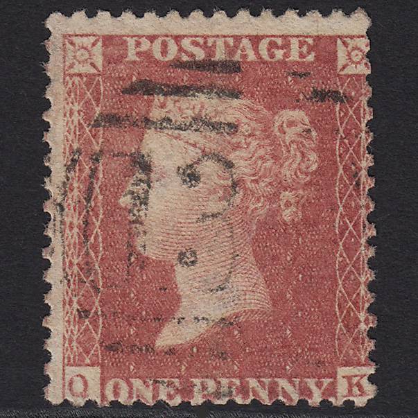 GB QV 1857 1d Rose-red (Plate 39) SG40-C10(1) QK FU J Light Cancel