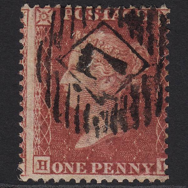 GB QV 1857 1d (Plate 59) SG41-C10(4) HL GU Missing Imp London IS 7 Misperf