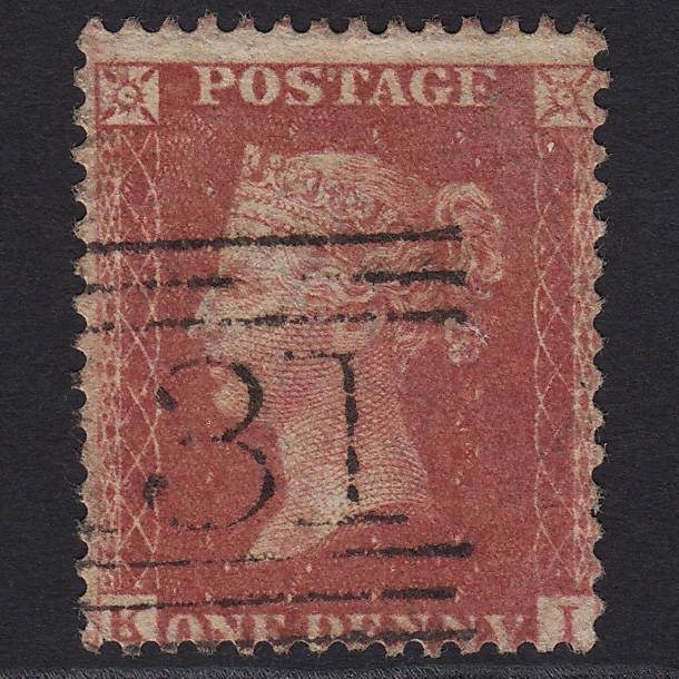 GB QV 1857 1d Rose-red (Plate 61) SG40-C10(1) KI FU Edinburgh 131 Misperf